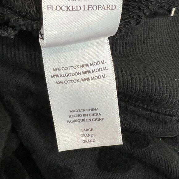 Rails Marlo Flocked Leopard Print Sweatshirt Side Zips Crew Neck Black Size L - Picture 9 of 9